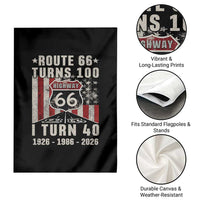 Route Highway 66 Turns 100 I Turn 40 Garden Flag Vintage 1986 Born American Road Sign 40th Birthday Gift
