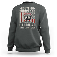 Route Highway 66 Turns 100 I Turn 40 Sweatshirt Vintage 1986 Born American Road Sign 40th Birthday Gift