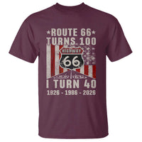 Route Highway 66 Turns 100 I Turn 40 T Shirt Vintage 1986 Born American Road Sign 40th Birthday Gift