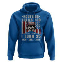 Route Highway 66 Turns 100 I Turn 35 Hoodie Vintage 1991 Born American Road Sign 35th Birthday Gift