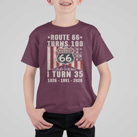 Route Highway 66 Turns 100 I Turn 35 T Shirt For Kid Vintage 1991 Born American Road Sign 35th Birthday Gift