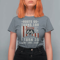 Route Highway 66 Turns 100 I Turn 35 T Shirt For Women Vintage 1991 Born American Road Sign 35th Birthday Gift