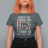 Route Highway 66 Turns 100 I Turn 35 T Shirt For Women Vintage 1991 Born American Road Sign 35th Birthday Gift