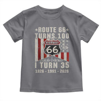 Route Highway 66 Turns 100 I Turn 35 Toddler T Shirt Vintage 1991 Born American Road Sign 35th Birthday Gift