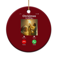 Funny Santa Jesus Video Call Ceramic Ornament - Wonder Print Shop