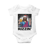 Jesus Christmas Baby Onesie Funny Drinking Beer Xmas Holiday - Wonder Print Shop