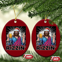 Jesus Xmas Ceramic Ornament Funny Drinking Beer Xmas Holiday - Wonder Print Shop