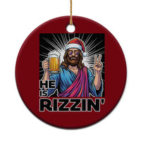 Jesus Xmas Ceramic Ornament Funny Drinking Beer Xmas Holiday - Wonder Print Shop