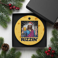 Jesus Xmas Ceramic Ornament Funny Drinking Beer Xmas Holiday - Wonder Print Shop