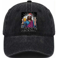 Jesus Christmas Washed Cotton Baseball Cap Funny Drinking Beer Xmas Holiday