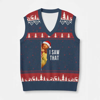 Jesus Xmas Meme V-Neck Knit Sweater Vest I Saw That - Wonder Print Shop