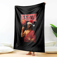 Jesus Basketball Christmas Throw Blanket He Is Rizzin - Wonder Print Shop
