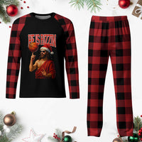 Jesus Basketball Christmas Plaid Pajama Set He Is Rizzin - Wonder Print Shop
