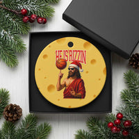 Jesus Basketball Xmas Ceramic Ornament He Is Rizzin - Wonder Print Shop