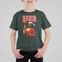 Jesus Basketball Christmas T Shirt For Kid He Is Rizzin - Wonder Print Shop