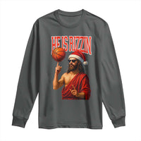Jesus Basketball Christmas Long Sleeve Shirt He Is Rizzin - Wonder Print Shop