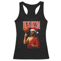Jesus Basketball Christmas Racerback Tank Top He Is Rizzin - Wonder Print Shop