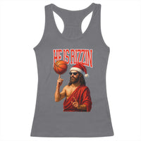 Jesus Basketball Christmas Racerback Tank Top He Is Rizzin - Wonder Print Shop