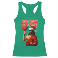 Jesus Basketball Christmas Racerback Tank Top He Is Rizzin - Wonder Print Shop