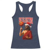 Jesus Basketball Christmas Racerback Tank Top He Is Rizzin - Wonder Print Shop