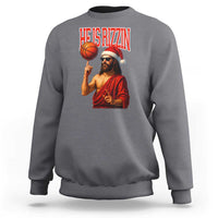 Jesus Basketball Christmas Sweatshirt He Is Rizzin - Wonder Print Shop