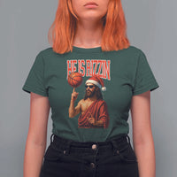 Jesus Basketball Christmas T Shirt For Women He Is Rizzin - Wonder Print Shop