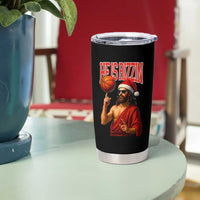 Jesus Basketball Christmas Tumbler Cup He Is Rizzin - Wonder Print Shop
