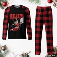 Santa Basketball Christmas Plaid Pajama Set He Is Rizzin - Wonder Print Shop