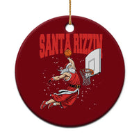 Santa Basketball Xmas Ceramic Ornament He Is Rizzin - Wonder Print Shop