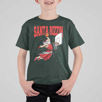 Santa Basketball Christmas T Shirt For Kid He Is Rizzin - Wonder Print Shop