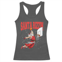 Santa Basketball Christmas Racerback Tank Top He Is Rizzin - Wonder Print Shop