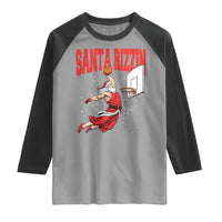 Santa Basketball Christmas Raglan Shirt He Is Rizzin - Wonder Print Shop