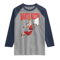 Santa Basketball Christmas Raglan Shirt He Is Rizzin - Wonder Print Shop