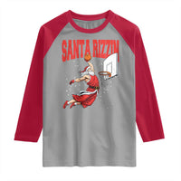 Santa Basketball Christmas Raglan Shirt He Is Rizzin - Wonder Print Shop