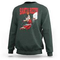 Santa Basketball Christmas Sweatshirt He Is Rizzin - Wonder Print Shop