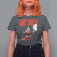 Santa Basketball Christmas T Shirt For Women He Is Rizzin - Wonder Print Shop