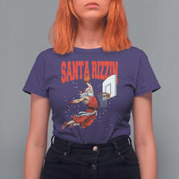 Santa Basketball Christmas T Shirt For Women He Is Rizzin - Wonder Print Shop