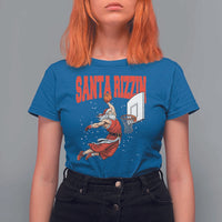 Santa Basketball Christmas T Shirt For Women He Is Rizzin - Wonder Print Shop