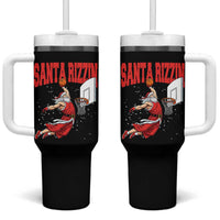 Santa Basketball Christmas Tumbler With Handle He Is Rizzin - Wonder Print Shop