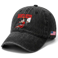 Santa Basketball Christmas Washed Cotton Baseball Cap He Is Rizzin