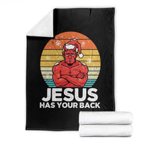 Funny Satan Christmas Throw Blanket Jesus Has Your Back - Wonder Print Shop