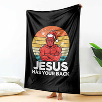 Funny Satan Christmas Throw Blanket Jesus Has Your Back - Wonder Print Shop