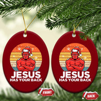 Funny Satan Xmas Ceramic Ornament Jesus Has Your Back - Wonder Print Shop