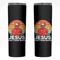 Funny Satan Christmas Skinny Tumbler Jesus Has Your Back - Wonder Print Shop