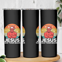 Funny Satan Christmas Skinny Tumbler Jesus Has Your Back - Wonder Print Shop