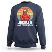 Funny Satan Christmas Sweatshirt Jesus Has Your Back - Wonder Print Shop