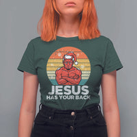 Funny Satan Christmas T Shirt For Women Jesus Has Your Back - Wonder Print Shop