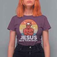 Funny Satan Christmas T Shirt For Women Jesus Has Your Back - Wonder Print Shop