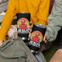 Funny Satan Christmas Tumbler Cup Jesus Has Your Back - Wonder Print Shop