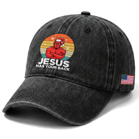 Funny Satan Christmas Washed Cotton Baseball Cap Jesus Has Your Back